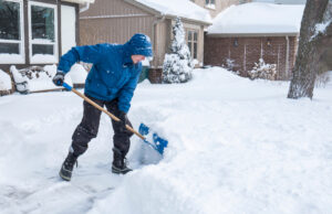 A person shoveling snow